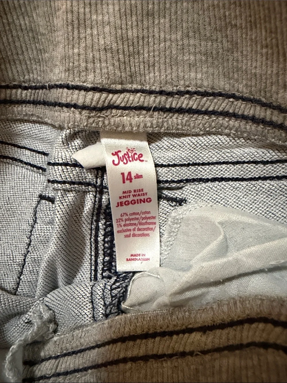 Justice Girls Pull-On soft denim Jeans in Dark Blue & Light Blue